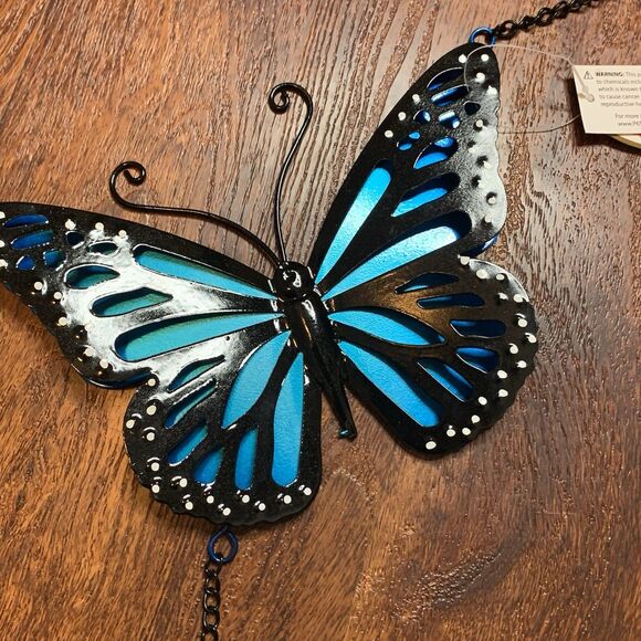 Sunset Vista Designs 34.5” Butterfly Wind Bell, Indoor/Outdoor Garden Chime Blue - Picture 3 of 7